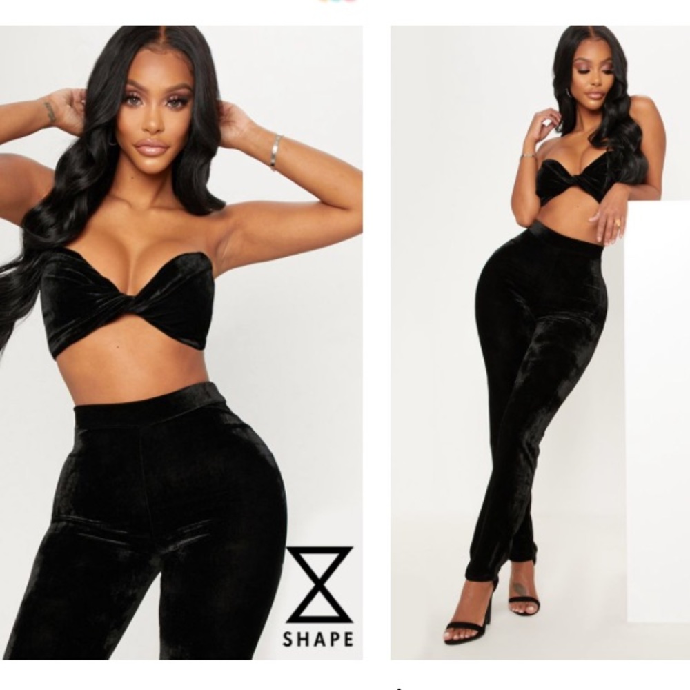 Velvet Straight Leg Pants and Velvet Crop Top